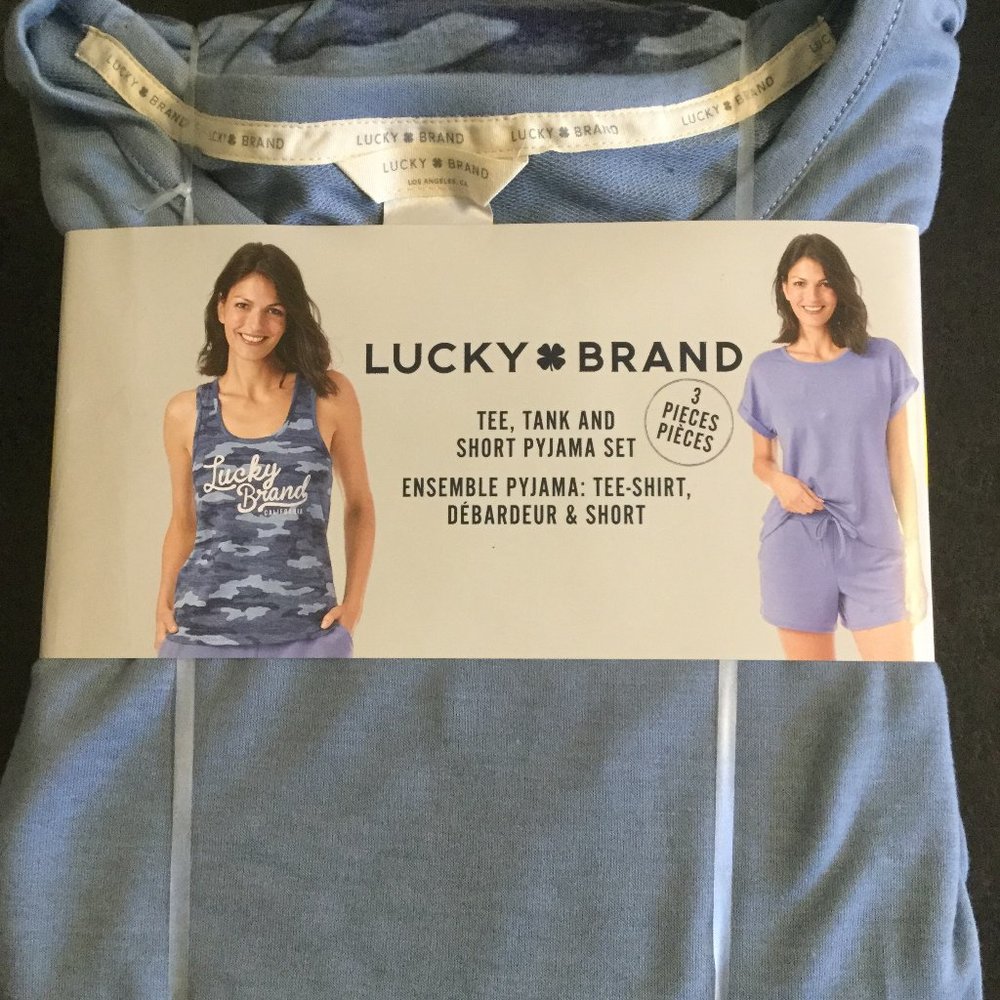 NEW Lucky brand 3pc pj's size small shades of blue